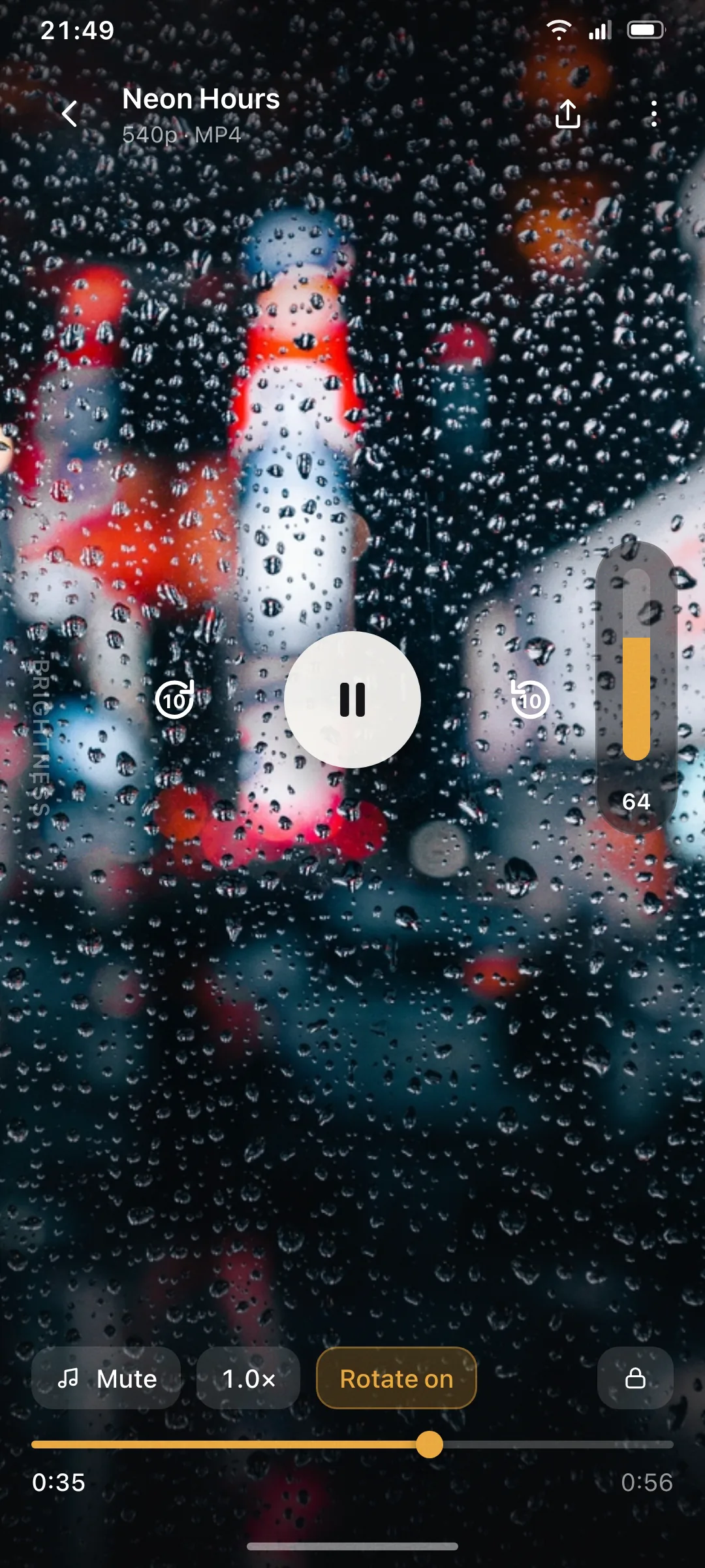 Full-screen video player with playback and gesture controls